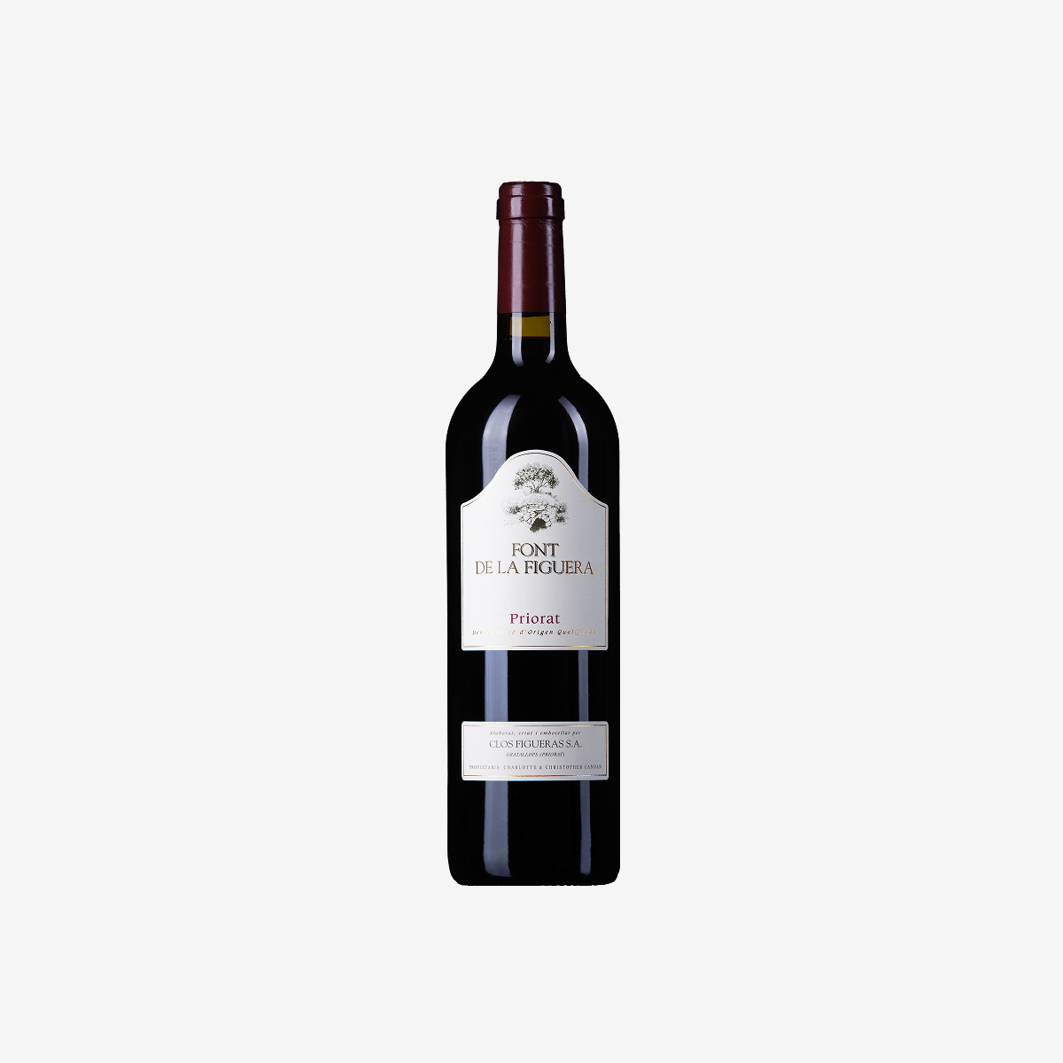 Botella de vino tinto de Clos Figueras Font De La Figuera 2021 del Priorat